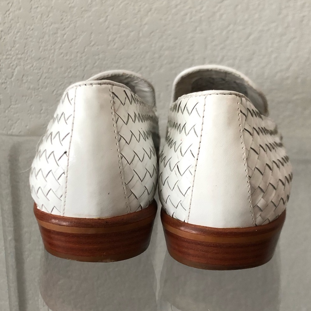 Bandolino White Leather Woven Loafers - Picture 10 of 12